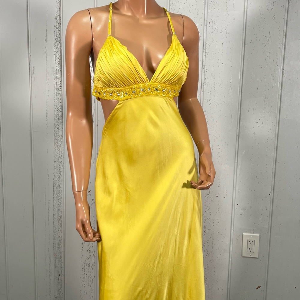Aidan Mattox Women's Vibrant Yellow Silk Gown Sz 6 - Picture 5 of 17